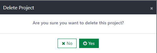 Project delete dialog