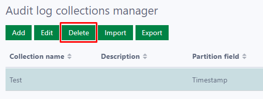 Delete audit log collection