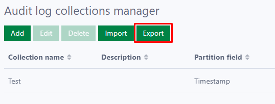 Export audit log collection configurations