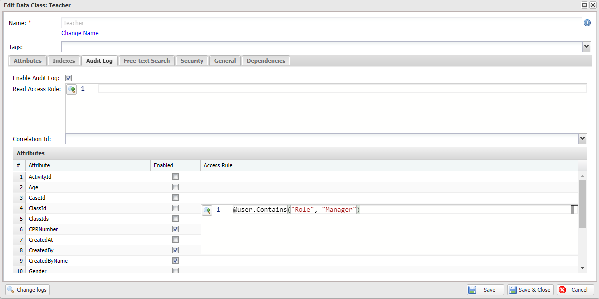 define access rule for encrypted attribute